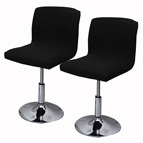 LIULIWEIFA Stuhlhussen Barhocker Bezüge Barstuhlbezug Stretch mit Rückenlehne 2/4/6 Stück, Hussen für Barhocker Bar Waschbarer Stuhl Abdeckung Passend, für Hohe Barhocker Stuhl Bezüge,Schwarz,2PCS von LIULIWEIFA