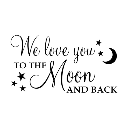 Wandaufkleber mit Zitat „We Love You To The Moon And Back“, 48 x 88,2 cm, mehrere Größenoptionen, groß, schwarz von LIUMME