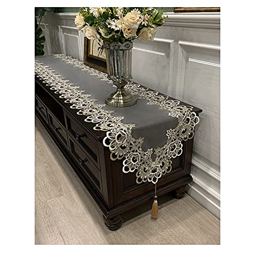 Tischläufer Waschbare Couchtisch Set Tischdecke Spitze Tuch Kommode Tischläufer Schuhschrank Lange Tee Abdeckung Decke Dekorative Vintage Stickerei Blumen Tischläufer Geeignet F(Size:40*140cm,Color:2) von LIUNA