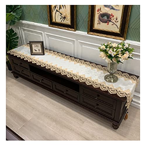 Tischläufer Waschbare Couchtisch Set Tischdecke Spitze Tuch Kommode Tischläufer Schuhschrank Lange Tee Abdeckung Decke Dekorative Vintage Stickerei Blumen Tischläufer Geeignet F(Size:40*200cm,Color:9) von LIUNA