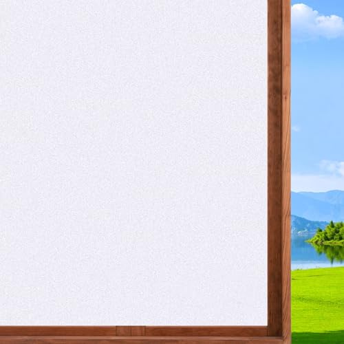 Fensterfolie Sichtschutzfolie 65 x 140 cm Ohne Klebstoff Folie Sichtschutz Anti UV Fensterfolie Selbsthaftend Folie für Badezimmer Duschkabine, weiß matt von LIUNADM