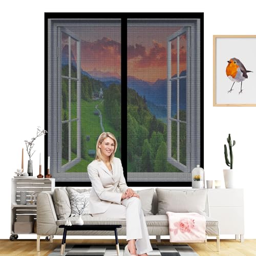 Fliegengitter Tür, Magnet Insektenschutz Balkontür 86 x 218 cm Insektenschutz Zur Einfachen Montage Ohne Bohren Magnetvorhang Selbstschließend für Balkontür, Terrassentür, Schwarz von LIUNADM