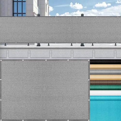 LIUNADM Balkon Sichtschutz Wetterfest 85 x 430 cm Sonnenschutz, Wetterfest, Blickdichte Balkonverkleidung Balkonumspannungen mit Ösen Und Kabelbinder für Garten Terrasse Outdoor, Hellgrau LIUNADM Balkon Sichtschutz Wetterfest 85 x 430 cm Sonnenschutz, Wetterfest, Blickdichte Balkonverkleidung Balkonumspannungen mit Ösen Und Kabelbinder für Garten Terrasse Outdoor, Hellgrau von LIUNADM