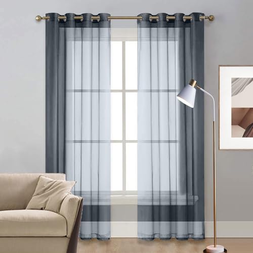 LIUNADM Gardine Halbtransparent mit Ösen 100 x 220 cm Polyester, mit Ösen Transparent Voile Gardine Transparenter Vorhang mit Schlaufen für Wohnzimmer Landhaus Kleine Fenster, Grau LIUNADM Gardine Halbtransparent mit Ösen 100 x 220 cm Polyester, mit Ösen Transparent Voile Gardine Transparenter Vorhang mit Schlaufen für Wohnzimmer Landhaus Kleine Fenster, Grau von LIUNADM