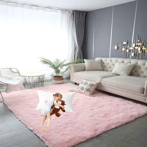 LIUNADM Hochflor Teppich Wohnzimmer 100 x 120 cm Shaggy Modern Flauschiger Extra Weich Hochflor Flauschig Teppich Pflegeleicht, Minimalistisch für Schlafzimmer Kinderzimmer, Rosa LIUNADM Hochflor Teppich Wohnzimmer 100 x 120 cm Shaggy Modern Flauschiger Extra Weich Hochflor Flauschig Teppich Pflegeleicht, Minimalistisch für Schlafzimmer Kinderzimmer, Rosa von LIUNADM