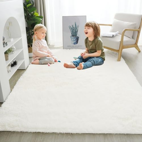 LIUNADM Kuscheliger Kurzflor Teppich 100 x 200 cm Waschbar Flauschig Weich rutschfest Flauschiger Hochflor Teppich Langlebig Und Pflegeleicht für Schlafzimmer Kinderzimmer, Weiß LIUNADM Kuscheliger Kurzflor Teppich 100 x 200 cm Waschbar Flauschig Weich rutschfest Flauschiger Hochflor Teppich Langlebig Und Pflegeleicht für Schlafzimmer Kinderzimmer, Weiß von LIUNADM