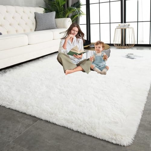 LIUNADM Kuscheliger Kurzflor Teppich 170 x 200 cm Shaggy Modern Flauschiger Extra Weich Shaggy Teppich Langlebig Und Pflegeleicht Fußbodenheizung Geeignet, Weiß LIUNADM Kuscheliger Kurzflor Teppich 170 x 200 cm Shaggy Modern Flauschiger Extra Weich Shaggy Teppich Langlebig Und Pflegeleicht Fußbodenheizung Geeignet, Weiß von LIUNADM