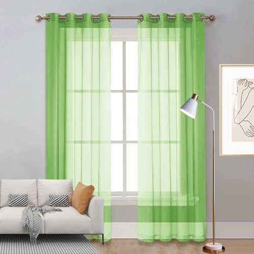 Verdunklungsvorhänge 125 x 150 cm Polyester, mit Ösen Transparent Blickdichte Gardinen Schlafzimmer Curtains Blackout Vorhang für Küche Wohnzimmer Landhaus, Grün von LIUNADM