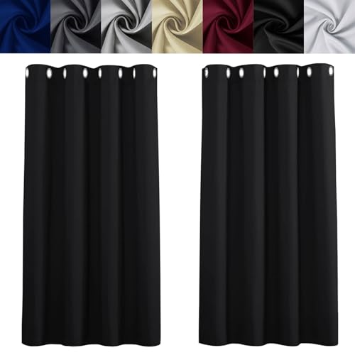 LIUNADM Verdunklungsvorhänge 75 x 220 cm Kälteschutz Winter Isolierend Abdunklungsvorhang Ohne Bohren Energieeinsparung für Wohnzimmer Schlafzimmer, Schwarz LIUNADM Verdunklungsvorhänge 75 x 220 cm Kälteschutz Winter Isolierend Abdunklungsvorhang Ohne Bohren Energieeinsparung für Wohnzimmer Schlafzimmer, Schwarz von LIUNADM