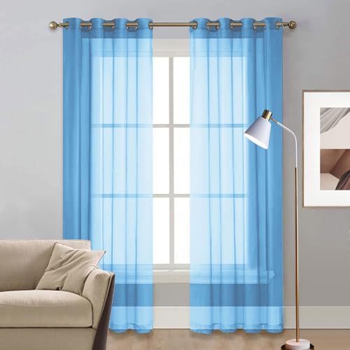 LIUNADM Voile Scheibengardine 75 x 200 cm Polyester, mit Ösen Transparent Halbtransparent Kurz Gardine Scheibengardinen Fensterschal für Küche Wohnzimmer Landhaus, Blau LIUNADM Voile Scheibengardine 75 x 200 cm Polyester, mit Ösen Transparent Halbtransparent Kurz Gardine Scheibengardinen Fensterschal für Küche Wohnzimmer Landhaus, Blau von LIUNADM