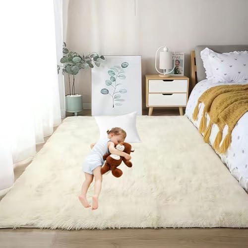 LIUNADM Wohnzimmer Teppich 60 x 140 cm Anti-Rutsch Rückseite Modern Waschbar Hochflor Teppich Wohnzimmer Langlebig Und Pflegeleicht für Schlafzimmer Kinderzimmer, cremefarben LIUNADM Wohnzimmer Teppich 60 x 140 cm Anti-Rutsch Rückseite Modern Waschbar Hochflor Teppich Wohnzimmer Langlebig Und Pflegeleicht für Schlafzimmer Kinderzimmer, cremefarben von LIUNADM