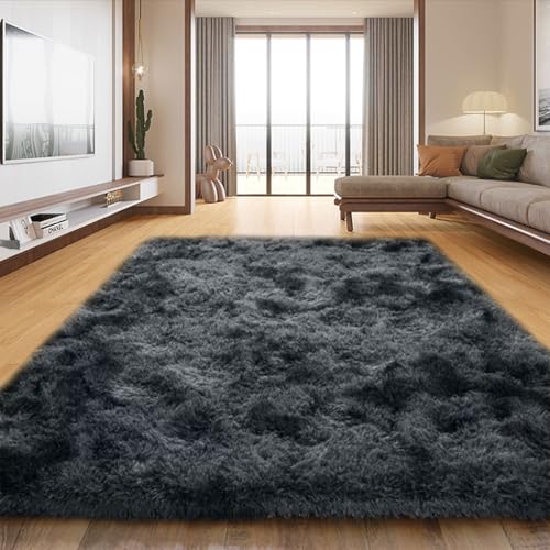 LIUNADM Wohnzimmer Teppich 80 x 220 cm Waschbar Flauschig Weich rutschfest Wohnzimmer Teppich Hochflor Langflor Langlebig Und Pflegeleicht für Schlafzimmer Kinderzimmer, Dunkelgrau LIUNADM Wohnzimmer Teppich 80 x 220 cm Waschbar Flauschig Weich rutschfest Wohnzimmer Teppich Hochflor Langflor Langlebig Und Pflegeleicht für Schlafzimmer Kinderzimmer, Dunkelgrau von LIUNADM