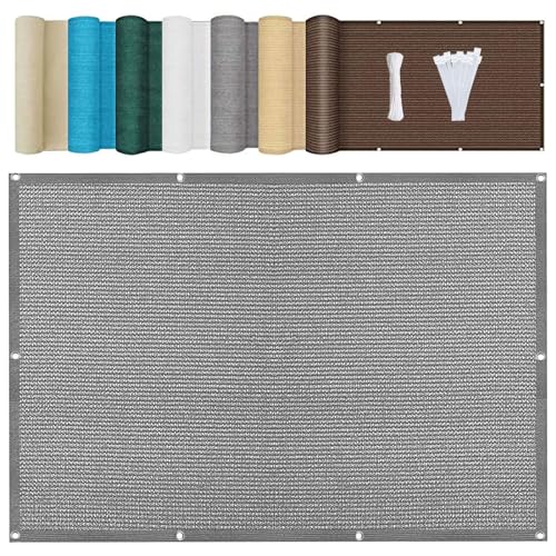 Segeltuch mit Ösen 2.5 x 2.6 m Atmungsaktiv Markise inkl Befestigungsseile Windschutz HDPE Terrasse Garten Balkon, Grau von LIUNADM