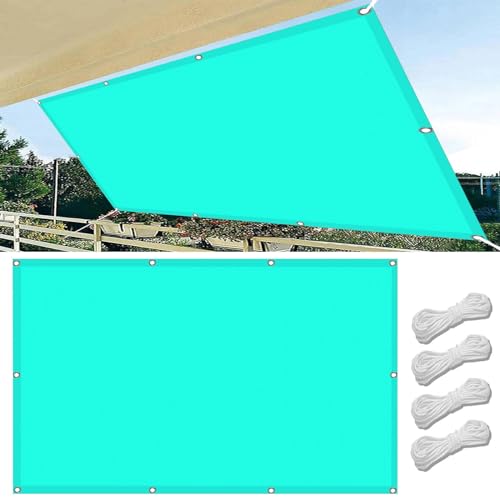 Sonnensegel 3 x 5 m Rechteckig Schattierungsnetz inkl Befestigungsseile Windschutz UV Schutz Mit Ösen für Garten Terrasse Balkon, Himmelblau von LIUNADM