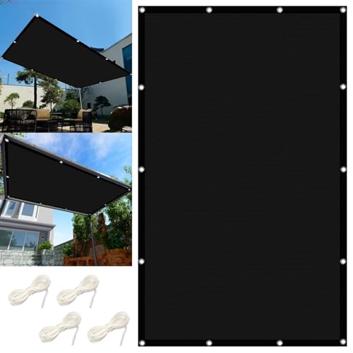 Sonnensegel Rechteckig 1.2 x 2.2 m Rechteckig Sonnenschutz Balkon Ohne Bohren Windschutz UV Schutz Mit Ösen für Balkon Terrasse Garten, Schwarz von LIUNADM
