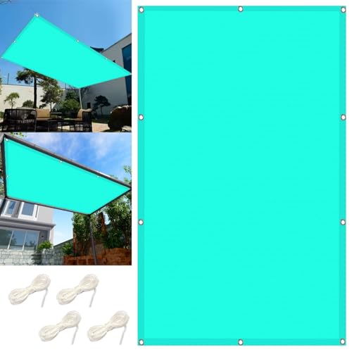 Sonnensegel Rechteckig 1.5 x 4 m Wasserdicht Sonnenschutz Sonnenschirm Segel PES UV Schutz Mit Ösen Und Kordel für Balkon Terrasse Garten, Himmelblau von LIUNADM