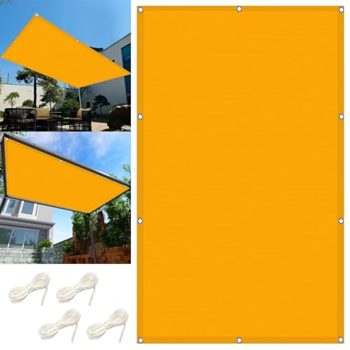 Sonnensegel Rechteckig 3 x 3 m Wasserdicht Leinwand Sonnenschutz Windschutz Windschutz UV Schutz Mit Ösen für Terrasse Garten Balkon, Golden von LIUNADM