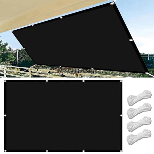 Sonnensegel Rechteckig 3.5 x 7 m Rechteckig Wasserdicht Sichtschutz Tarp PES UV Schutz Mit Ösen Und Kordel für Garten Terrasse Balkon, Schwarz von LIUNADM