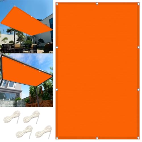 Sonnensegel Wasserdicht 2 x 6.5 m Wasserdicht Sonnensegel Quadrat Wetterbeständig Windschutz Mit Ösen für Garten Terrasse Balkon, Orange von LIUNADM