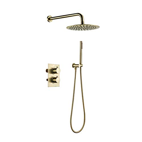 Badewannen-Duscharmatur-Set, Wasserfall-Badewannenarmatur, komplett aus Kupfer zur Wandmontage mit Handbrause, Wannenmischbatterie mit Doppelknopf, Galvanisierung interesting von LIUNJHUY