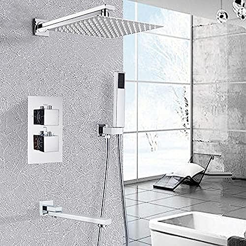 Badezimmer Chrom Thermostat Dusche Wasserhahn Regendusche Kopf Wandmontage Badewanne Mischbatterie Badezimmer Dusche Set Wand-16 Zoll, 8 Zoll interesting Badezimmer Chrom Thermostat Dusche Wasserhahn Regendusche Kopf Wandmontage Badewanne Mischbatterie Badezimmer Dusche Set Wand-16 Zoll, 8 Zoll interesting von LIUNJHUY