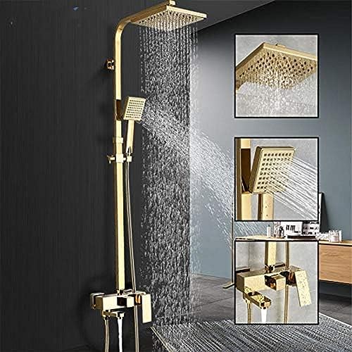 Duschen, Badewannenarmaturen Luxus Gold Messing Badezimmer Wasserhahn Mischbatterie Wandmontage Handbrause Kopf Kit Duscharmatur Sets interesting von LIUNJHUY