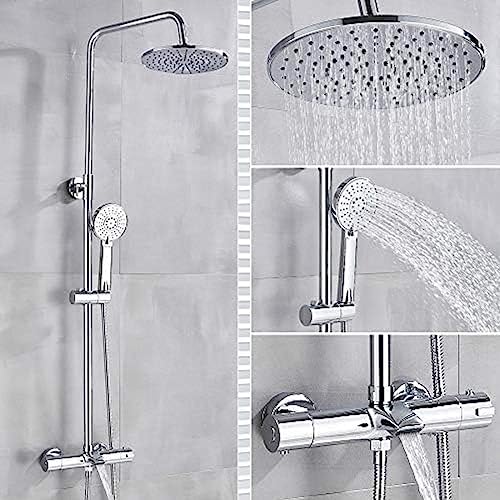 Duschen, Badezimmerarmatur Regenduschkopf Thermostatischer Badhahn Wandmontage Badewanne Duschmischbatterie Duschhahn Duschset-Schwarz A, Chrom (Chrom) interesting von LIUNJHUY