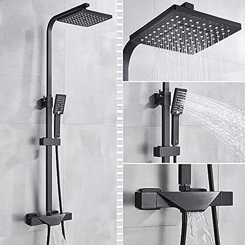 Duschen, Badezimmerarmatur Schwarzer Regenduschkopf Thermostatischer Badhahn Wandmontage Badewanne Duschmischbatterie Duschhahn Duschset interesting von LIUNJHUY