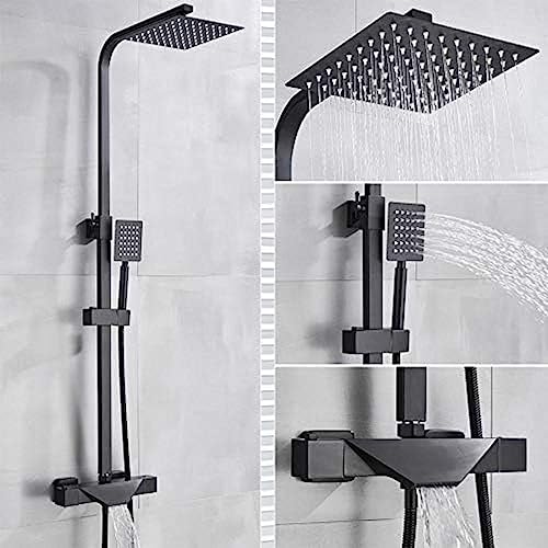 Duschen, Badezimmerarmatur Schwarzer Regenduschkopf Thermostatischer Badhahn Wandmontage Badewanne Duschmischbatterie Duschhahn Duschset interesting von LIUNJHUY