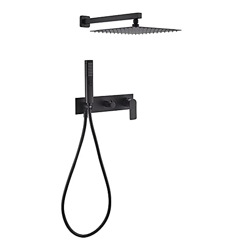 Duschset mit Doppelfunktionsmischer, Duschset, 10-Zoll-Duschkopf mit Handbrause, inklusive Ventilkörper, Mischbatterie, Duschsystem, Schwarz interesting von LIUNJHUY