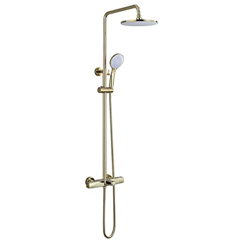 Duschsystem, Thermostatisches Gold-Luxus-Duscharmatur-Set, Messing-Umstellmischer, Wasserfall-Regendusche mit 10-Zoll-Regenduschkopf und Handbrause, Wandmontiertes Duschset,B interesting Duschsystem, Thermostatisches Gold-Luxus-Duscharmatur-Set, Messing-Umstellmischer, Wasserfall-Regendusche mit 10-Zoll-Regenduschkopf und Handbrause, Wandmontiertes Duschset,B interesting von LIUNJHUY
