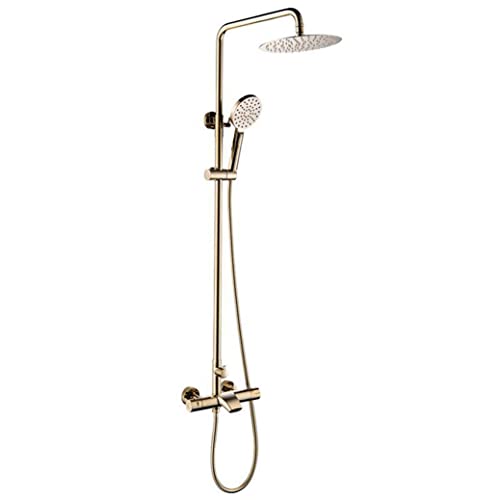 Duschsystem, Thermostatisches Gold-Luxus-Duscharmatur-Set, Messing-Umstellmischer, Wasserfall-Regendusche mit 10-Zoll-Regenduschkopf und Handbrause, Wandmontiertes Duschset,B interesting Duschsystem, Thermostatisches Gold-Luxus-Duscharmatur-Set, Messing-Umstellmischer, Wasserfall-Regendusche mit 10-Zoll-Regenduschkopf und Handbrause, Wandmontiertes Duschset,B interesting von LIUNJHUY