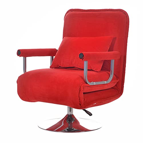 LIUNJHUY Bürostühle, Sitzkomfort-Sofa, Computersitz, Multifunktions-Klappbett aus Stoff mit Kopfstütze und Lordosenstütze, einzelner Mittagspausen-Liegestuhl (Farbe: Rot) Interesting von LIUNJHUY