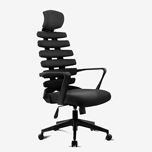 LIUNJHUY Ergonomischer Bürostuhl mit hoher Rückenlehne und Lendenwirbelstütze, höhenverstellbare Sitz-Kopfstütze, atmungsaktive Netz-Rückenlehne (Farbe: Grau) (schwarz) interessant von LIUNJHUY
