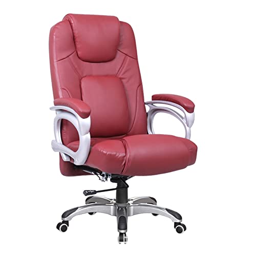 LIUNJHUY Sitzender Komfort-Bürostuhl, ergonomischer Chefsessel mit Armlehne, höhenverstellbar, neigbar, Computer-Gaming-Stuhl mit Lendenwirbelstütze, bequeme Schreibtischstühle (Farbe: Rot) von LIUNJHUY