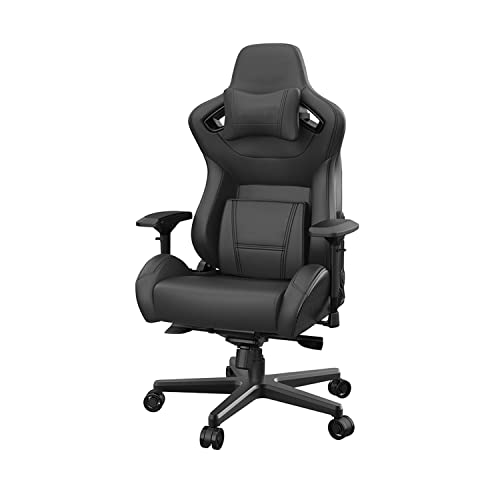 Modische Gaming-Stühle, Gaming-Stuhl im Rennsport-Stil, Computer-Stühle mit 4D-Armlehne, 160° verstellbarer Bürostuhl mit Kopfstütze und Lendenwirbelstütze, höhenverstellbar, drehbar (Farbe: Schwarz) von LIUNJHUY