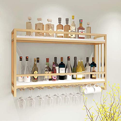 Weinregal, an der Wand montierter hängender Weinglashalter, 2-lagige Lagerung, industrielle Weinschrank-Regale, hohes Glasregal, Eisen-Flaschenhalter mit Trennwänden für Bars, Weinkeller, Zuhause, von LIUNJHUY