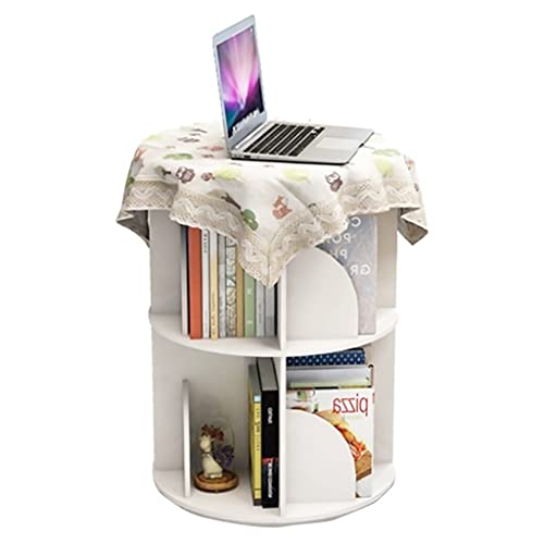 2/3/4-stöckiges Drehbares Bücherregal, 360 ° Ablagefächer Bodenstehendes Bücherregal for Kinder Und Erwachsene Massivholz-Bücherregal-Organizer (Color : Weiß, S : 40 * 40 * 66cm) von LIUOZ