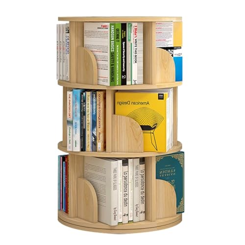360-Grad-drehbares Bücherregal, Stehendes Bücherregal Für Kinder Und Erwachsene, Bücherregale Für Vorschulklassen, Kinderzimmer, Schlafzimmer (Color : Wood, S : 3 Layer) von LIUOZ