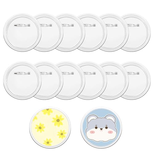 12 Stück Buttons Selber Machen, 58mm Acryl Transparente Diy Buttons mit Anstecknadel, Buttons Anstecker Selbstgestalten Ohne Maschine, Button für Foto Bild Kleidung Namensschilder von LIURFLNC