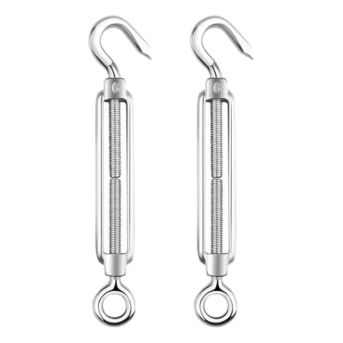 2 Stück Spannschloss, Seilspanner, Edelstahl Drahtseil Spanner mit Verstellbare Haken und Öse, Spannschlösser Seilspanngarnitur für Spanner Seilsystem Gartendraht Zaunspanner von LIURFLNC
