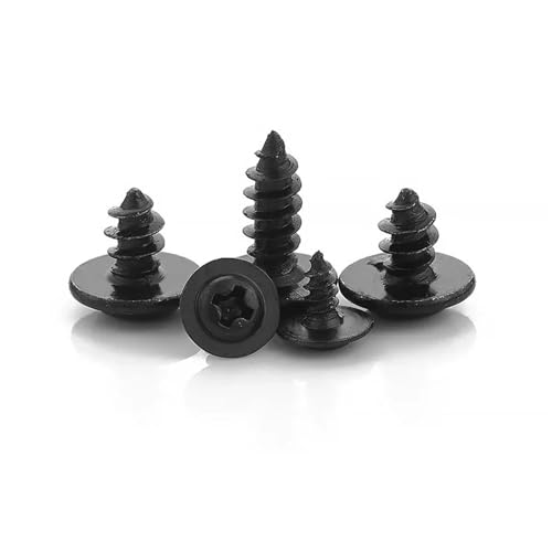 LIUSHENGJIE 340pcs/Box M3 M3.5 M4 M5 PWA schwarz selbstschneidende Schraube mit Untersetzer, Rundkopfschrauben mit Unterlegscheibe Sortimentsset (1 Box) von LIUSHENGJIE