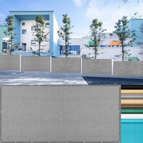 LIUWEIE Balkon Sichtschutz Balkonabdeckung 120 x 575 cm Uv-Schutz, Atmungsaktiv, Wasserdurchlässig Balkonbespannung Sichtschutz mit Ösen Und Kabelbinder für Balkongeländer, Grau von LIUWEIE
