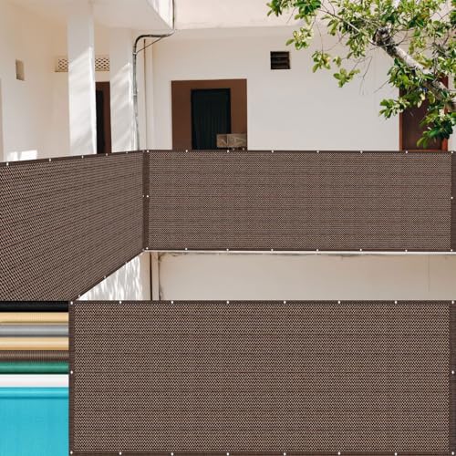 LIUWEIE Balkon Sichtschutz Wetterfest 70 x 100 cm Atmungsaktiv Windschutz Und Uv-Schutz Sichtschutzmatte, Sichtschutz Balkon mit Ösen Und Kabelbinder für Balkongeländer, Braun von LIUWEIE