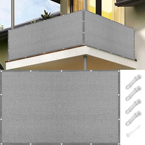 LIUWEIE Balkon Sichtschutzzaun Abdeckung 95 x 960 cm Blickdichte Windschutz Und Uv-Schutz HDPE Balkonverkleidung mit Kabelbinder Und Kordel, Custom für Balkon Terrasse Garten, Grau LIUWEIE Balkon Sichtschutzzaun Abdeckung 95 x 960 cm Blickdichte Windschutz Und Uv-Schutz HDPE Balkonverkleidung mit Kabelbinder Und Kordel, Custom für Balkon Terrasse Garten, Grau von LIUWEIE