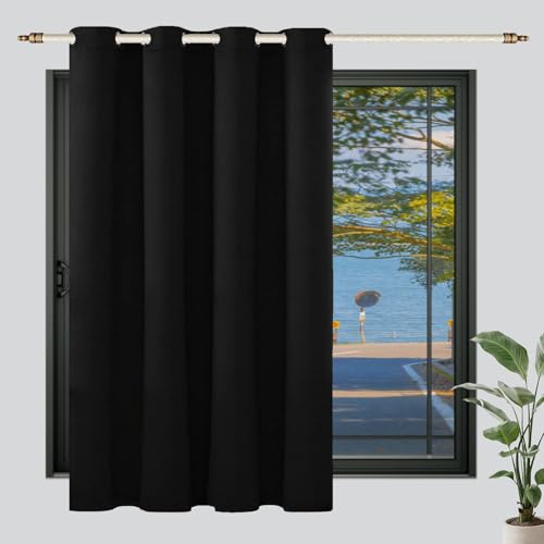 LIUWEIE Blackout Curtain, Ösenvorhang 110 x 100 cm 1Er Set (B X H) Modern Und Langlebig Schlafzimmer Vorhänge Blickdicht mit Ösen für Wohnzimmer Schlafzimmer, Schwarz von LIUWEIE