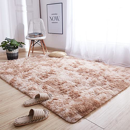 LIUWEIE Hochflor Langflor Teppiche 60x120cm Waschbar Teppiche Teppiche Modern Hochflor Langflor Teppiche fürs Wohnzimmer, Kinderzimmer, Schlafzimmer und die Küche geeignet Badezimmer, Dunkelbeige von LIUWEIE