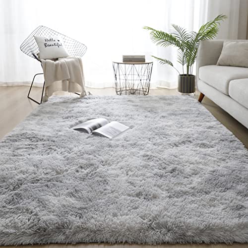 LIUWEIE Küchenteppich Teppiche 100x180cm Super Soft Teppich kunstfell Teppich kunstfell Teppich fürs Wohnzimmer, Schlafzimmer, Esszimmer oder Kinderzimmer, Hellgrau von LIUWEIE