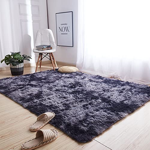 LIUWEIE Schaffell Teppich 140x180cm Solid Color Teppich Carpet Hochflor Langflor Teppiche fürs Wohnzimmer, Kinderzimmer, Schlafzimmer und die Küche geeignet Badezimmer, Dunkelgrau von LIUWEIE