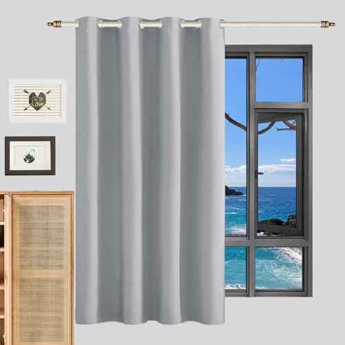LIUWEIE Thermovorhang Kälteschutz Gardinen 170 x 220 cm 1 Stück (B X H), Thermo Wärmeisolierend Verdunkelnd Samt Gardinen Blickdicht Lärmschutz für Schlafzimmer Wohnzimmer, Hellgrau von LIUWEIE